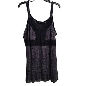 Avenue Size 2628 Lace Cami‎ Tank Top Black Gray Women's Plus Camisole